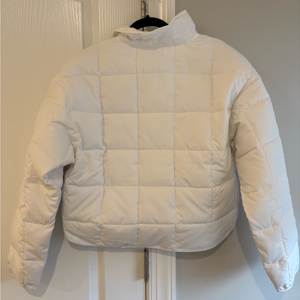 Women's White Quarter Zip Puffer Jacket - Picture 2 of 3